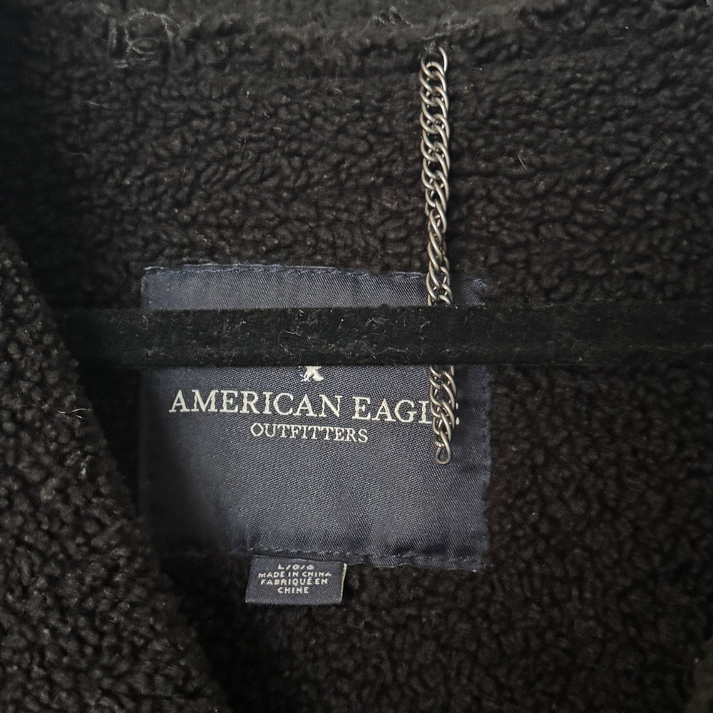 Black Sherpa Aviator Jacket | American Eagle Outfitters | LG - Picture 5 of 5